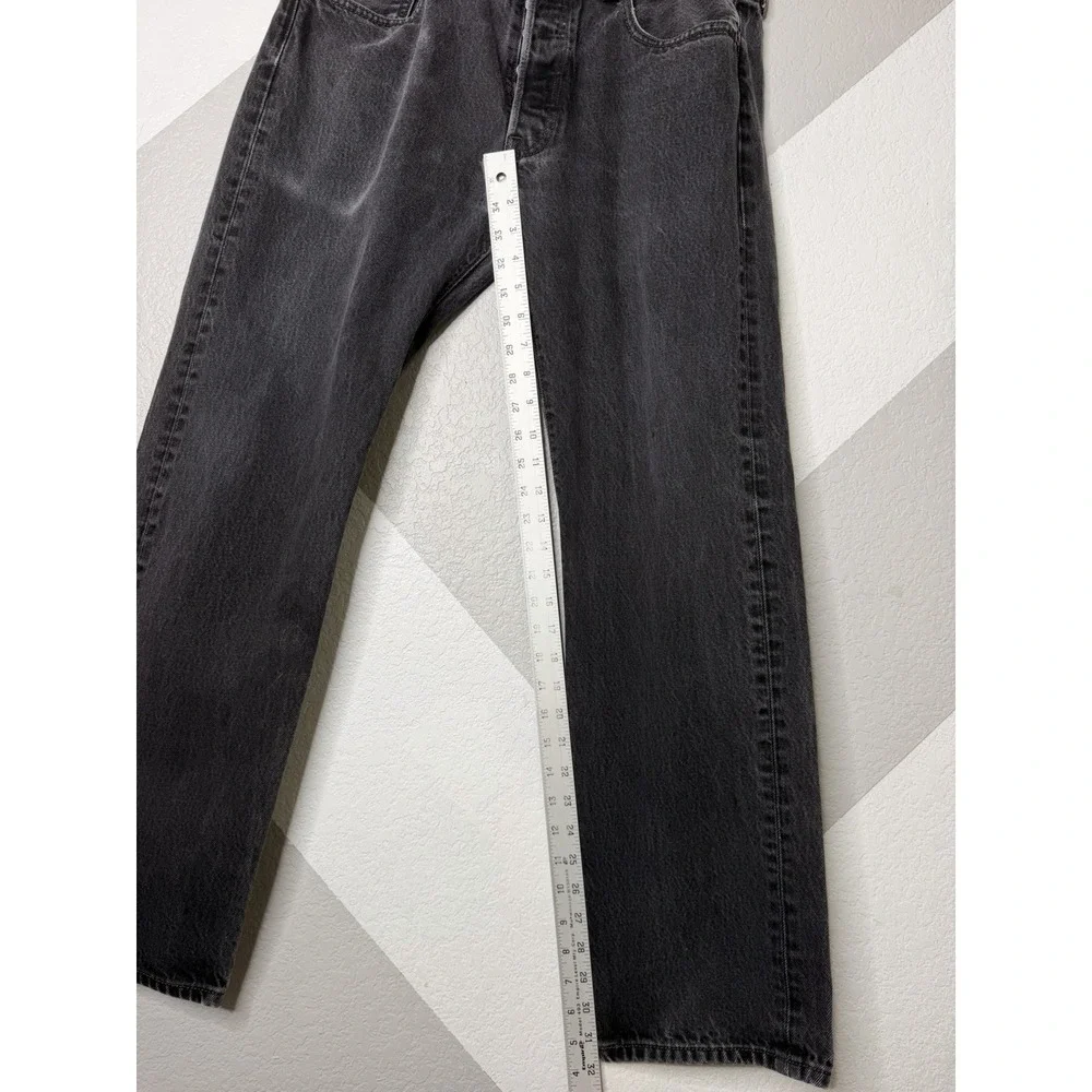 Levi's 501 Original Fit Jeans Men's 34x32 Black Button Fly Straight Denim Worn